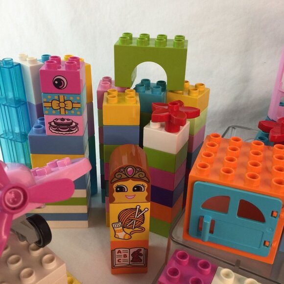 Lego Duplo Pastel Blocks 140+ Pc Lot Disney Minnie Mouse Plane Car Cafe Van - Picture 9 of 10